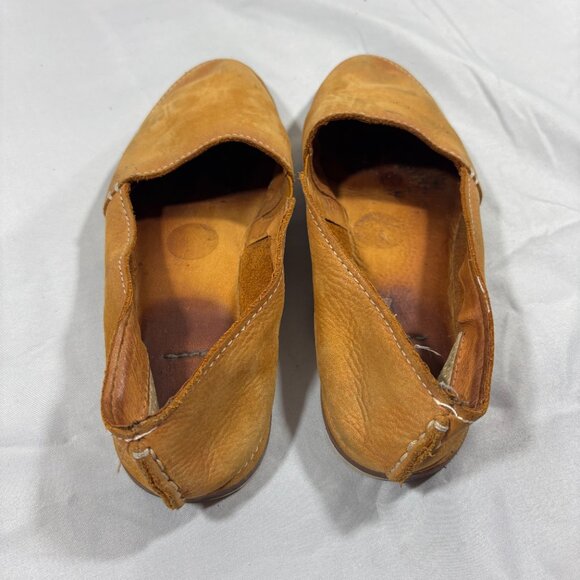 FRYE Brown Leather Camel Buffed Nubuck Slip on Milly A Line Flat Loafer Shoes 7 - Picture 3 of 7